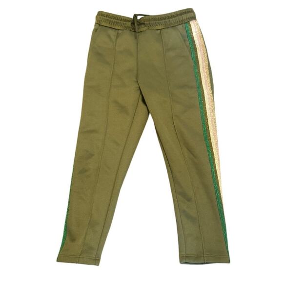Zadig & Voltaire Kids Poeme Track Pants Khaki Green with Glitter Stripe Size 6-7 - Picture 2 of 6
